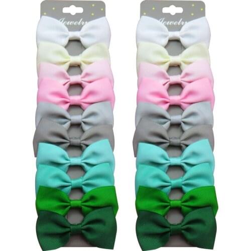 10PCS/Card Fashion Gray Green Ties Bow Creativity Hairpins For Baby Girls Clip Goth Pins Barrette Scrunchy Kids Hair Accessories