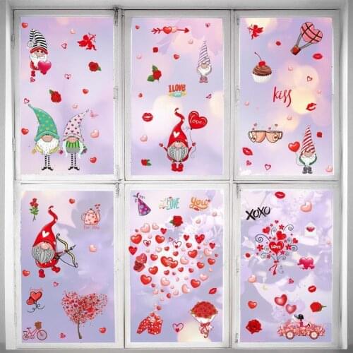 149pcs Valentine Love Static Sticker PVC Window Clings Decor Fridge Decals Wedding Valentines Day Decoration Wall Sticker New