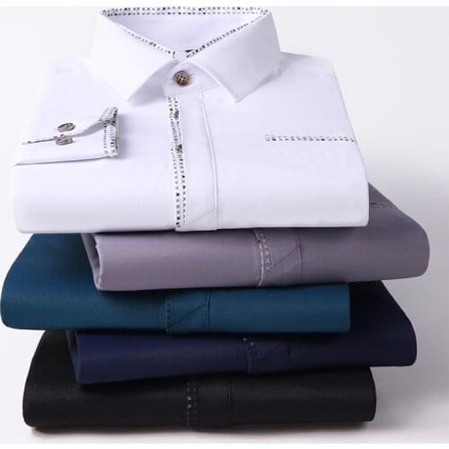 2020 Autumn New Mens Casual Long Sleeve Shirt Classic Style Floral Hit Color Business Fashion Shirt Male Brand Clothing
