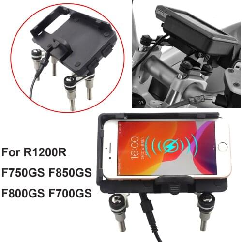 Motorcycle Accessories Handlebar Wireless charger Mobile Phone Navigation Bracket For BMW R1200R F750GS F850GS F800GS F700GS