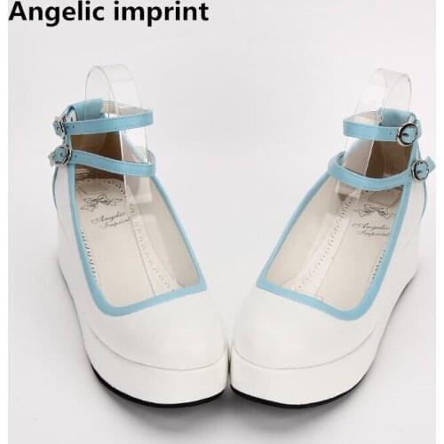 Angelic imprint woman mori girl lolita cosplay shoes lady high heels pumps wedges women princess dress party platform shoes 5cm