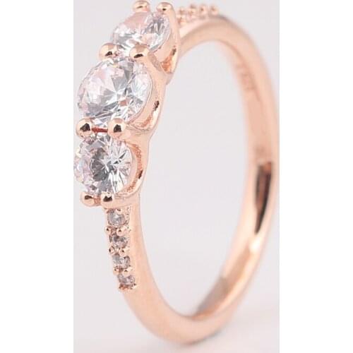 Authentic S925 Rose Sparkling Elegance With Crystal Ring For Women Wedding Party Gift fit Lady Fine Jewelry