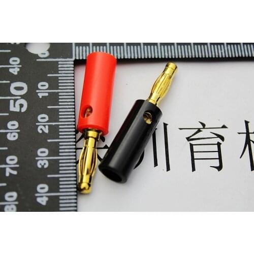 Hot sale Free shipping Plastic gold-plated banana plug red and black 1 pair 4MM Connection line column