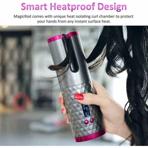 Cordless Automatic Hair Curler iron wireless Curling Iron USB Rechargeable Air Curler for Curls Waves LCD Display Ceramic Curly