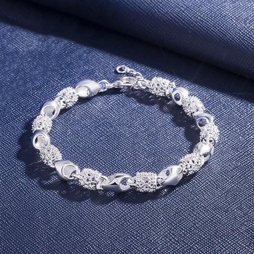 Hollow Out Beads Bracelets Women Stainless Steel Jewelry Accessories Female Handwrist Decorations 18 CM Long Bracelet for Woman