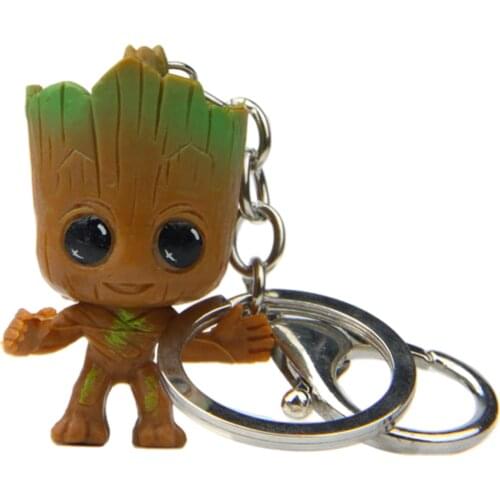 4 Types Cute Baby Tree Man Keychain Groot Keychains Bag Pendant Key Ring For Women Kids Girls Tree Man Cartoon Super Hero