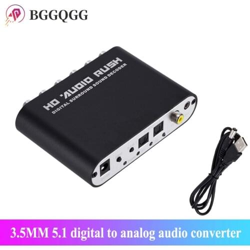 BGGQGG 5.1 Digital To Analog Audio Converter USB DAC Digital To Analog Decodificad Optical SPDIF Coaxial AUX 3.5mm To 6RCA Sound