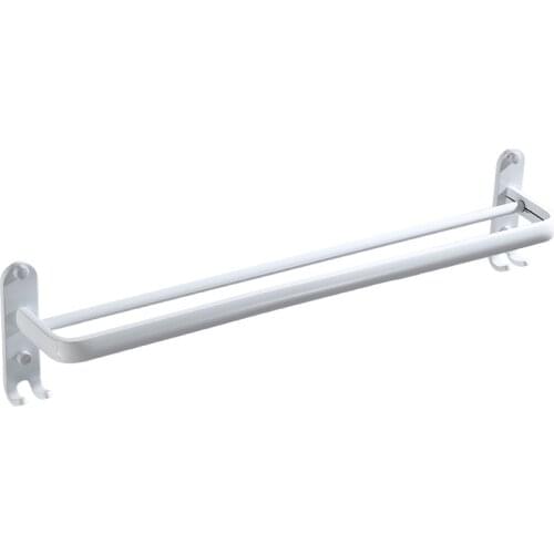 Bathroom Towel Holder Wall Mounted White Single Double Rod Towel Rack With Hook Space Aluminum Towel Hanger Bathroom Accessories