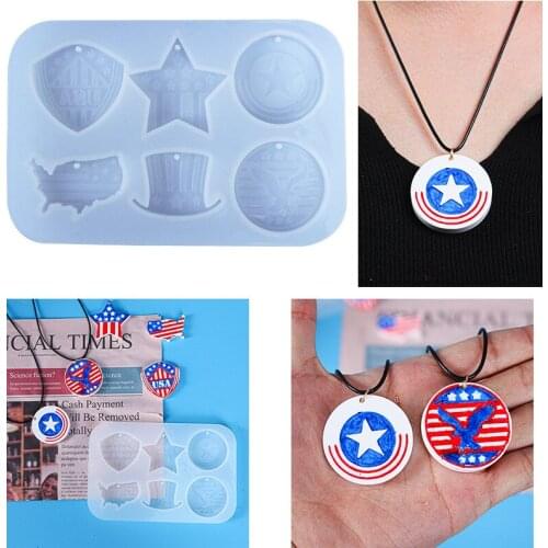 Diy Epoxy Mold Independence Day Pendant Silicone Jewelry Making Resin Crystal Necklace Jewelry Creative New Product Model
