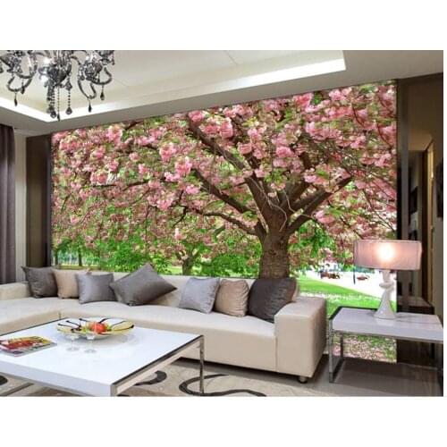 Custom photo wallpaper 3d Peach blossom forest 3d stereoscopic wallpaper mural 3d paintings Home Decoration