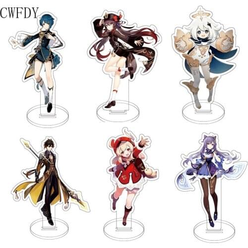 Genshin Impact Diluc Venti Klee Zhong Li Cosplay Acrylic Stand Figure Model Plate Desk Decor Standing For Friends Keychain Props