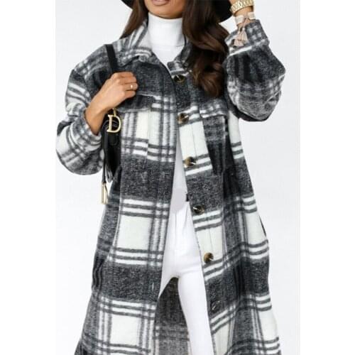 HKML Women's Plaid Coats