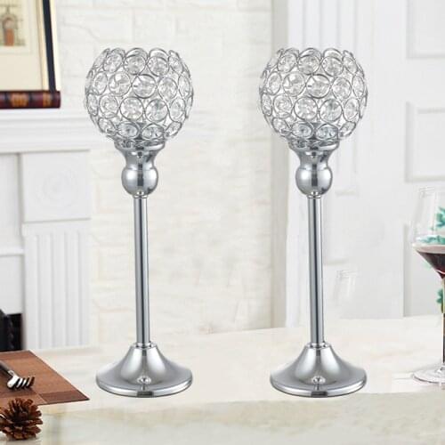 Crystal Tealight Candle Holders Metal Glass Candlesticks Wedding Table Centerpieces for Home Decoration Hogar Moderno