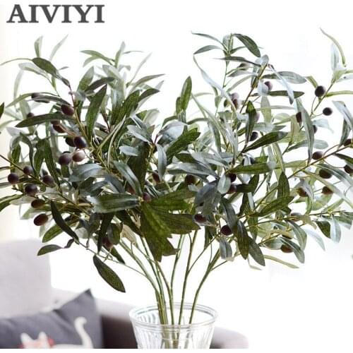 Artificial Flower Leaf Green Olive Branches Simulation Fruit Artificial Plant Leaves Wedding Decorative Bouquet DIY material