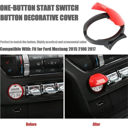 Engine Start/Stop Button Center Console Dashboard Button Switch Button Cover Trim For Ford Mustang 2015 2016 2017