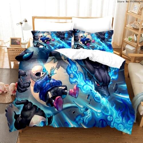 Undertale Bedding Set Cartoon Game Duvet Cover Set Kids Boys Bed Quilt Cover Bedroom Decor Bed Set Queen King Size Home Textile