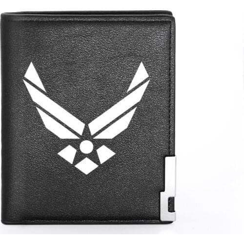 Military U.S. Air Force Leather Men Wallet Classic Credit Card Holder Veteran Short Purse