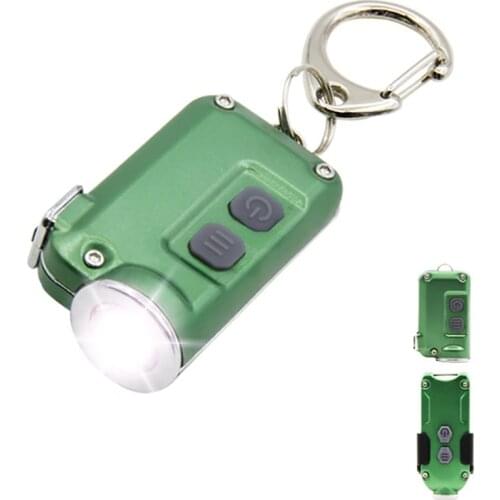 Small Pocket Mini Flashlight Dual Switch Portable White LED Flashlight USB Rechargeable Keychain Backpack Light with Battery