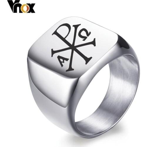 Vnox Free Personalized Stamp Ring For Men 18mm Stainless Steel Signet Band Fraternal Rings Gentleman Anel Custom Gift for Him
