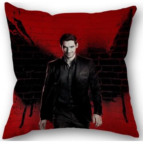 New Custom Lucifer Pillowcase Cotton Linen Fabric Square Zipper Pillowcase 45X45cm Wedding Decorative Pillow cover
