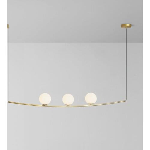 Nordic curved Gold glass art chandelier light simple modern hotel engineering hall fashion Led pendant lamps