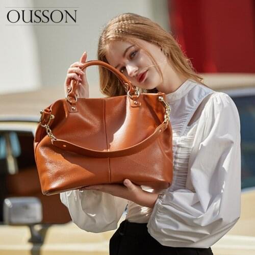 OUSSON 2021 New Design Leather Large Capacity Shoulder Bag Fashion Messenger Bag Multifunctional Tote Handbag For Women