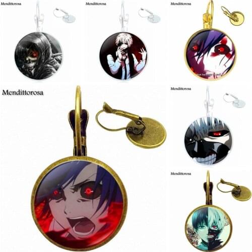 Tokyo Ghoul Kaneki Ken For Women Children Glass Cabochon Jewelry With Statement Bronze/Silver/Golden Clip Ear Hook Drop Earrings