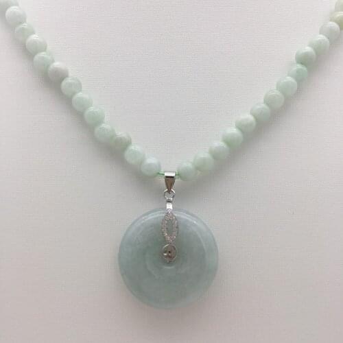 Wholesale new natural stone 100% AA Flat buckle pendant necklace good luck Tibetan silver