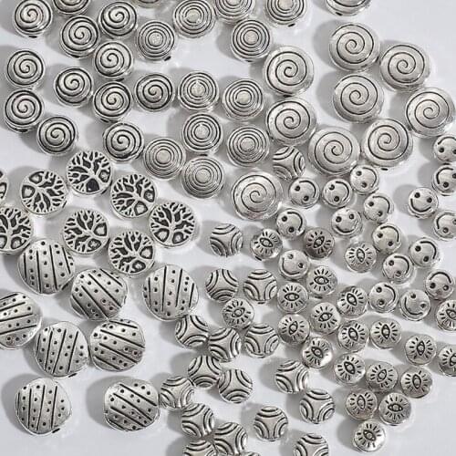Ancient Silver Alloy Flat round Spacer Bead SEPTA Ball Bracelet Necklace Accessories DIY Hairpin Hair Accessories Wholesale