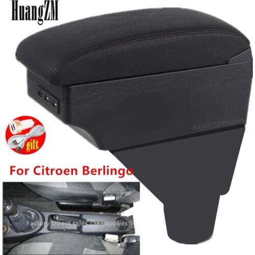 For Citroen Berlingo armrest box central Store content box with cup holder ashtray with USB interface