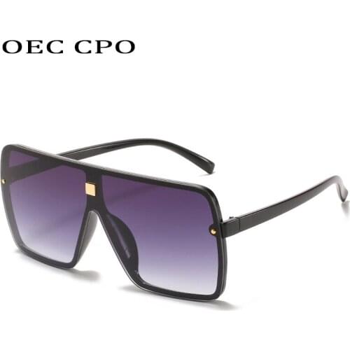New Oversized Black One Piece Sunglasses Women Fashion Brand Square Sunglasses Men Women Trendy Flat Top Lens Gradient Glasses
