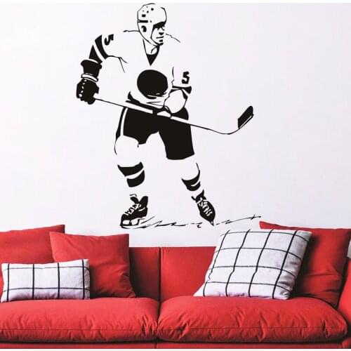 Sport Ice Hockey Player Wall Sticker Home Decor Removable Self Adhesive Wall Art Murals Living Room Bedroom Wall Stickers