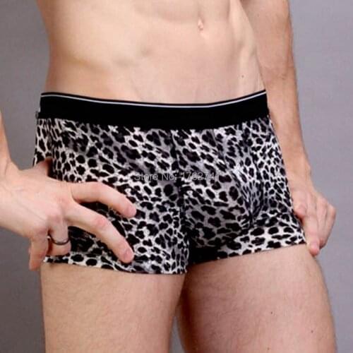 Sexy Leopard Printed Underwear Male Low Rise Trunk U Convex Mens Spandex Underwear Bulge Design Shorts Cueca Boxer