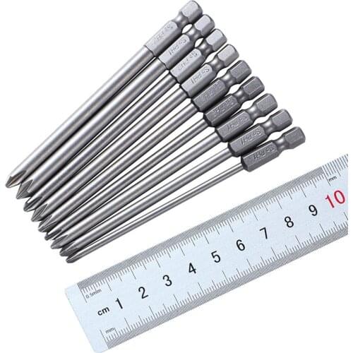 9pc PH2 Steel Hard Magnetic Screwdriver Bit S2 Steel 100mm Long For Electric Screw Driver High precision