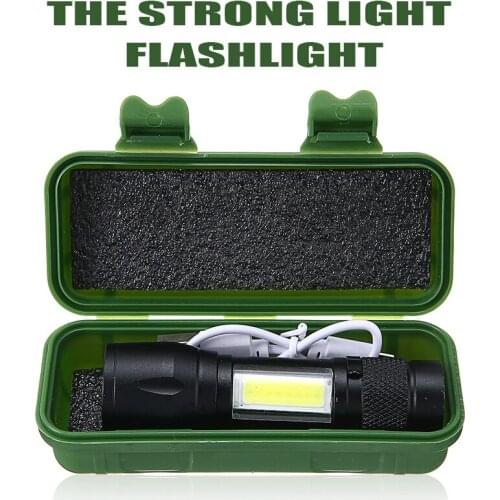 USB LED Flashlight Torch Rechargeable Waterproof Torch Zoomable 3 Modes Flashlight Lamp for Camping Hiking Outdoor