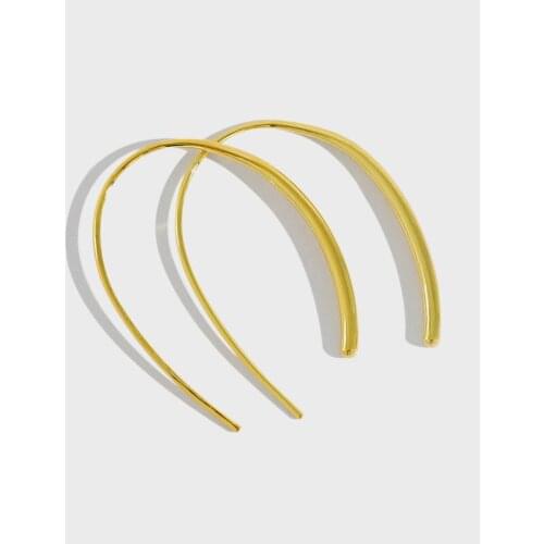 YPAY 100% Real 925 Sterling Silver Stud Earrings For Women INS Simple All-match U Type Fine Jewelry Gift YME444