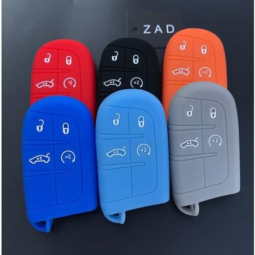 ZAD Silicone Car Key Cover Case skin shell protect for JEEP for Dodge for CHRYSLER for FIAT Smart Remote Key set 4Button No Logo