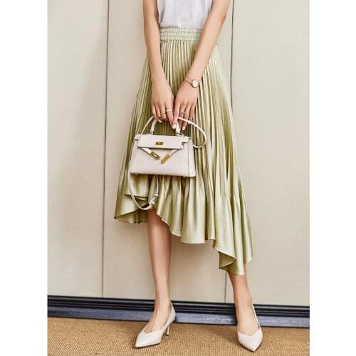 Summer Midi Skirt Female Solid High-Waisted Skirt Ladies Casual Folds Patchwork Ruffles Womens Clothing 2021 Korean Fashion