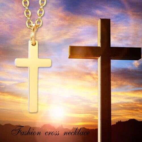Women Cross Pendant Necklace Stainless Steel Classic Fashion Female Gifts