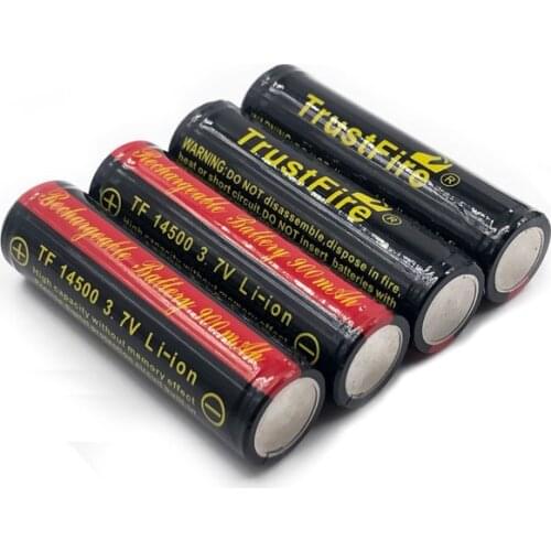 10pcs/lot TrustFire 14500 3.7V 900mAh Lithium Battery Rechargeable Batteries with PCB Protection Board For Flashlights Torch