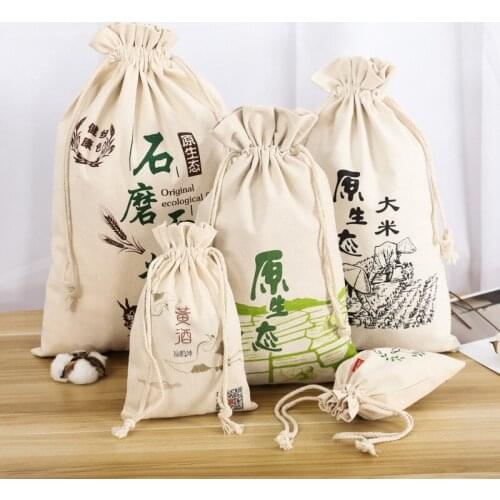 1000pcs Custom Cotton Drawstring Pouch Sail Cloth Shopping Bag Sub-Colour Advertising Shoulder Bag Can Be Printed Logo