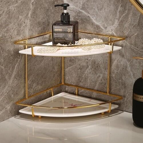2 Layer bathroom storage rack for cosmetic hand washing supplies table counter storage corner storage rack