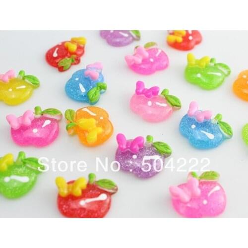 200pcs lovely glitter iridescent assorted apple with butterfly resin Cabochon for Kawaii Decoden DIY Projects 18mm