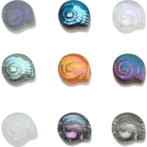 30Pcs Glass Smooth Beads Snail Shape 11X12MM Plated Matte Crystal Pendant DIY Making Crafts Metrial Jewelry Necklace Earing