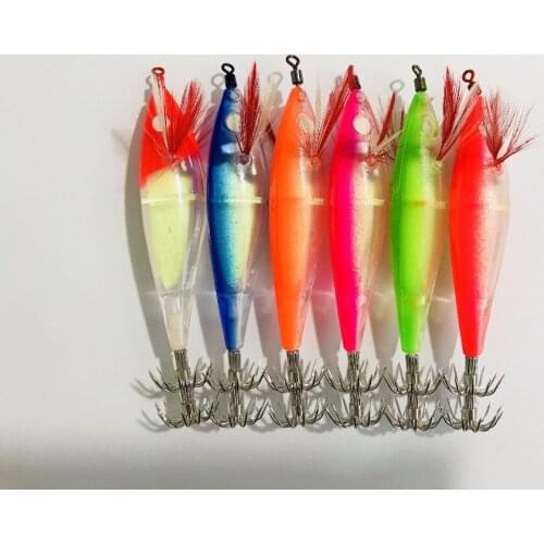 30Pcs Squid Jigs Fishing Lures Luminous Shrimp Fishing Baits Squid Hook Artificial Bait Fake Lure