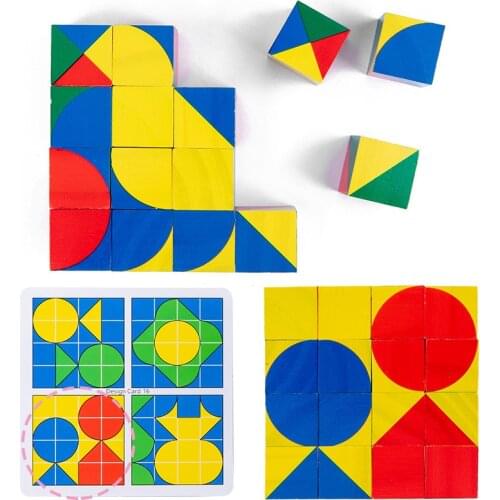 3D Puzzle Cubes Spatial Thinking Learning Early Educational Wooden Toy Kits for Children Model Puzzle Brain Teaser Learning Set