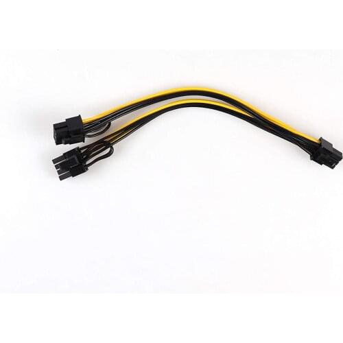 6 Pin Male to Dual 8 (6+2) Pin Male PCIE GPU Power Connector Converter Power Cable PCIE Extender Cable Y-Splitter Adapter 20 CM