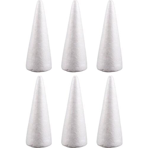 6pcs 24cm White DIY Cone Children Craft Cone Accessories for Home Craft Christmas