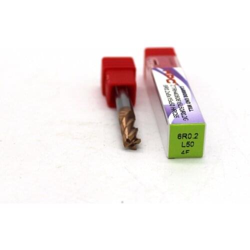 6R0.2*6*50 of 4 flutes HRC 55 mill cutter corner radius solid carbide end mill CNC machine milling tools