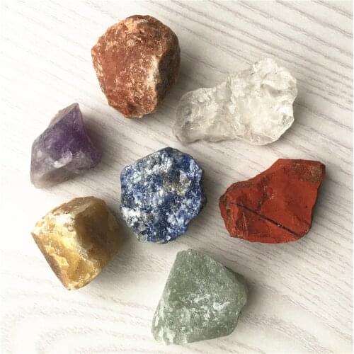 7 Chakra Raw Rough Stone Healing Crystals Natural Stone Set for Cabbing Tumbling,Reiki Energy,Set of 7 Chakra Stones